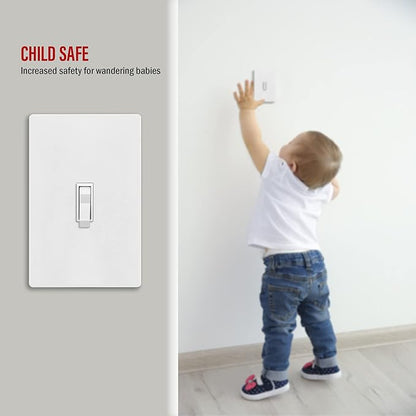 ENERLITES Screwless Toggle Switch Wall Plate, Child Safe Light Switch Cover, Standard Size 1-Gang 4.68" x 2.93", Unbreakable Polycarbonate Thermoplastic, UL Listed, SI8811-W, Glossy, White