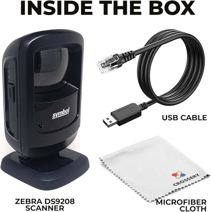Zebra DS9208 Hands-Free Barcode Scanner Bundle - Symbol Motorola 2D Scanner - High-Speed Zebra DS9208 Barcode Scanner for Retail & POS Systems - Durable & Efficient (Renewed)