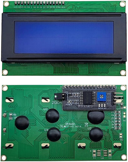 Haldzemo 2004 LCD Screen Display Module 2004A 20x4 Character Serial Blue Backlight DC 5V with IIC/I2C Interface Adapter Board (2 Pack)