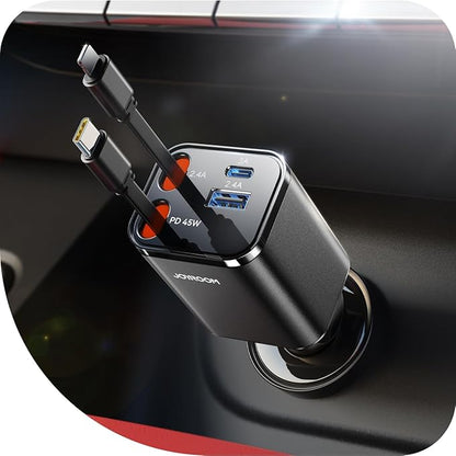 [2025 Ultra-Compact] 84W Retractable Car Charger, [Upgrade PD 45W] Car Charger USB C for iPhone 16 Pro Fast Charging, Car Accessories, Travel Essentials Gifts for Women Men, for iPhone 16 15 14 13 12