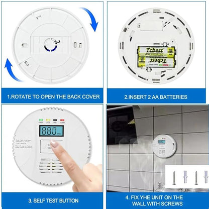 Combination Gas and Carbon Monoxide Detector Plug-in | CO Alarm & Natural Gas Combustible Detector | Digital Display, Battery Backup, Easy Install | for Home Kitchen Safety Monitoring (3Pack)