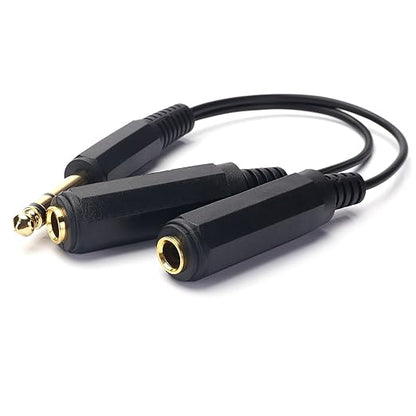Disino 1/4 Splitter, 1/4" TRS Stereo Male to Dual Female Y Splitter Cable Quarter Inch Splitter Cord - 8 Inch / 20cm
