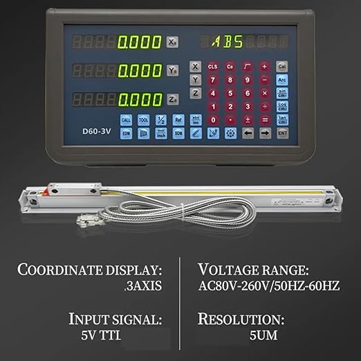 ANBBIN 170mm 320mm 620mm Linear Scale Set 3 Axis DRO for Milling Machine, 3 Axis LED Digital Readout for Lathe CNC Machine 5um