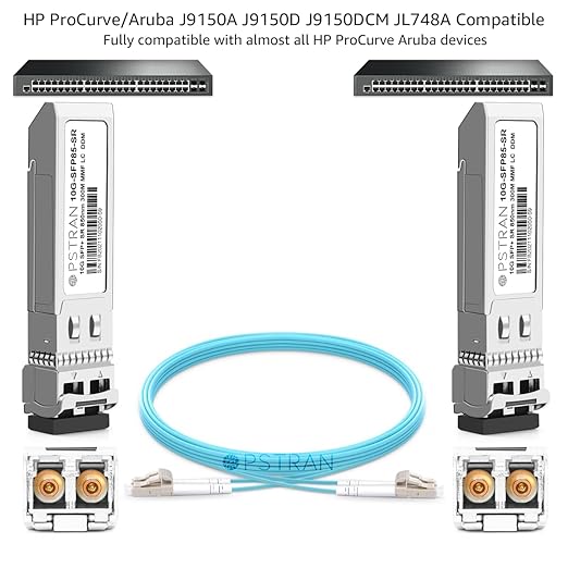 OPSTRAN 10GBASE-SR SFP+ Optical Transceiver Module Compatible with HPE Aruba J9150D J9150DCM JL748A ProCurve J9150A 850nm 300m DDM Duplex LC MMF 10 Pack