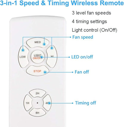 LPHUMEX Universal Ceiling Fan Remote Control Kit, 3-in-1 AC Motor Ceiling Fan Light Timing & Speed Remote, for Hunter/Harbor Breeze/Westinghouse/Honeywell/Other Ceiling Fan lamp
