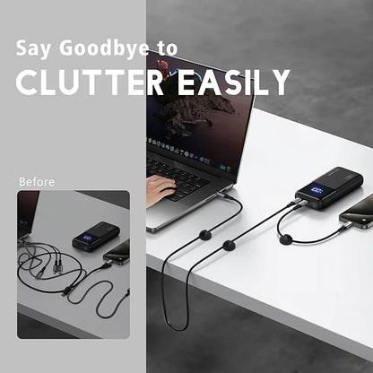 SmiLife Cable Clips Phone Cord Holder, Charger Cord Organizer, Cable Management Clips for Nightstand, Car, Office, Black 9 PCS