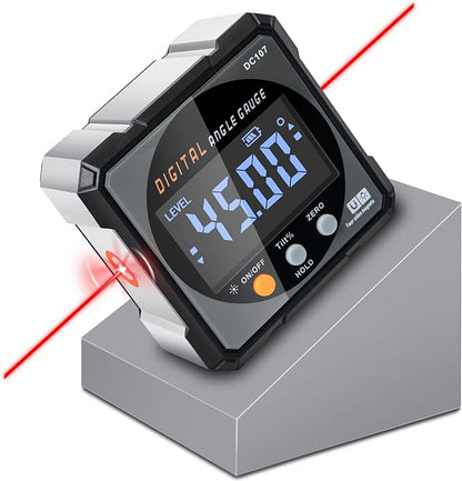 Digital Angle Finder with Electronic Laser - 4-side Strong Magnetic Angle Gauge, Cube Inclinometer with Backlight, Table Saw Miter Protractor, Woodworking Measuring Tool, Level Box for Hanging