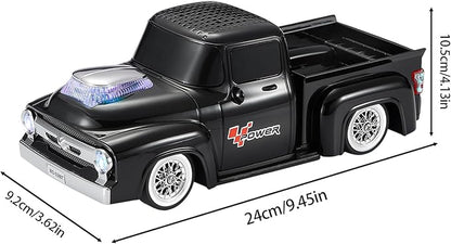 Vintage Pickup Truck Bluetooth Speaker, Retro Truck Model with HD Sound, Built-in Mic, LED Party Lights, TWS Dual Pairing, Multi-Interface Output, Portable Outdoor Speaker for Parties & Beach (BLACK)