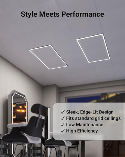 Sunco 10 Pack 2x4 Edge-Lit Frame LED Panel Lights, Drop Ceiling Flat Light Fixture, 5500 LM, Selectable Features, 30W/40W/50W, 4000K/5000K/6000K, Dimmable (0-10V) ETL