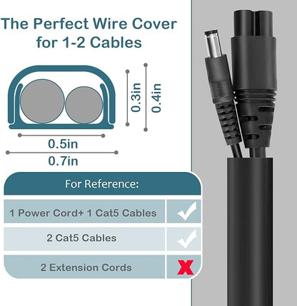 ZhiYo Wire Covers for 2 Cords, Cord Hider on Wall Mounted, 68in Cord Cover Kit, Cable Cover Paintable, Cable Concealer for Extension Cord/Ethernet Cable/Speaker Wire Hider, Black W0.7in H0.4in