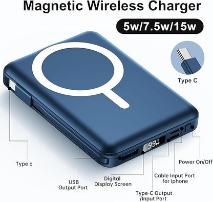 for Magsafe Portable Charger - 10000mAh Battery Pack for Magsafe with USB-C Cable and PD 20W USB C Fast Charging LED Display, Magnetic Wireless Power Bank for iPhone 17/16/15/14/13/12/Pro/Pro Max