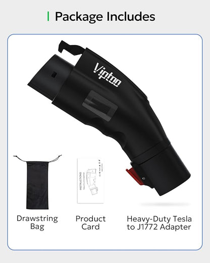 VIPTOO Adapter for Tesla to J1772 Adapter, Compact with Light Indicator, Compatible with Tesla Wall/Mobile/Destination Chargers, Converts Tesla to J1772 for Non-Tesla EVs (for J1772 EVs Only)