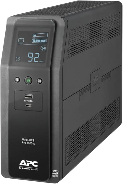 APC UPS Back-UPS Pro, 1000VA Sinewave UPS Battery Backup & Surge Protector, LCD, AVR, BR1000MS
