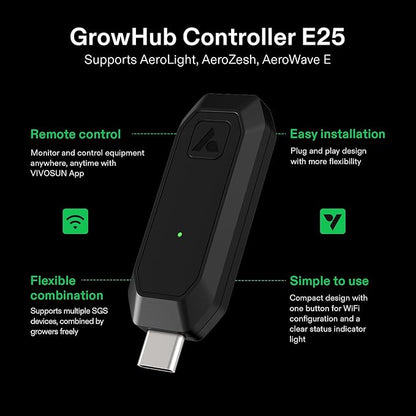 VIVOSUN GrowHub Controller E25 for Grow Tent Cooling Ventilation Lighting, Supports Smart Grow System Devices, Easy to Install & Use, WiFi App Controllable, Expansion Port for E42/E42A