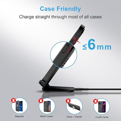 Pixel 9 10 Wireless Charger 15W Fast Charging for Google Pixel 10 9A 9 Pro XL Fold 8A 8 Pro 7A 7 6 Pro,Android Wireless Phone Charging Stand & QC Charger for Samsung Galaxy Z Fold Flip 6 S25 S24 S23