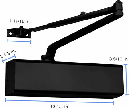 Lawrence Heavy Duty Door Closer Commercial Grade 1 - Adjustable 6-Speed Delayed-Action Door Control with 3 Pistons – Flexible Installation with Included Hardware - Embassy Series LH816