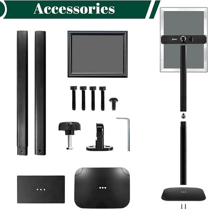 Heavy Duty Pedestal Sign Holder for Display, 11 x 17 inches Adjustable Floor Standing Sign Holder with Weighted Base , Vertical and Horizontal View Sign Stand for Indoor/Outdoor Advertising，Black