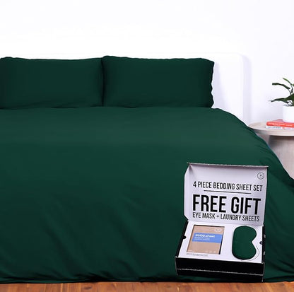 THE LAD COLLECTIVE 3.0 Twin XL Bedding Set - Twin XL Bedding Sets - 4-Piece Bedset w/Fitted Sheet, Top Sheet & 2 Standard Pillowcases [Duvet Not Included] - Bamboo-Cotton - Cascade