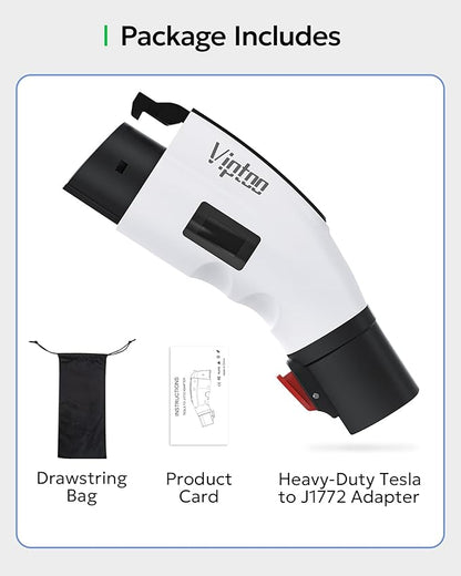 VIPTOO Adapter for Tesla to J1772 Adapter, Compact with Light Indicator, Compatible with Tesla Wall/Mobile/Destination Chargers, Converts Tesla to J1772 for Non-Tesla EVs (for J1772 EVs Only)