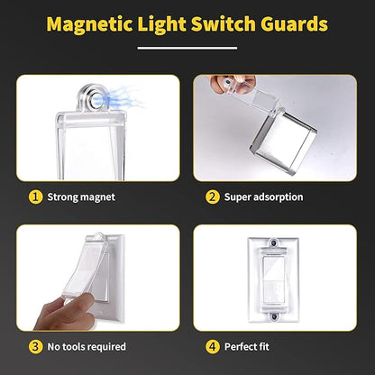 Magnetic Light Switch Guard Cover- PSZEZNZ Light Switch Outlet Covers for Flat Modern Wall Switches-Child Safety Protection(Clear,4 Piece)