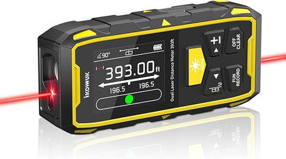 IKOVWUK Dual Laser Measuring Tool, 393FT/120M Bilateral Laser Distance Meter 6 Unit Switching, Rechargeable Digital Laser Measure with Backlit LCD Display, Angle Sensor, Multiple Measure Mode