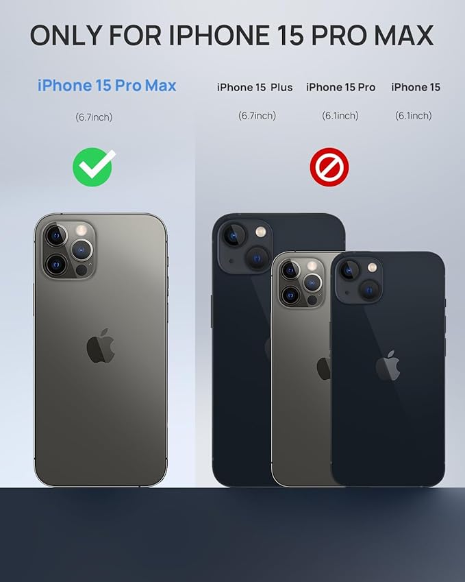 Lanhiem Magnetic for iPhone 15 Pro Max Case, IP68 Waterproof Dustproof Case, [Compatible with Magsafe] [Built-in Screen Protector] Full Body Heavy Duty Rugged Phone Cover 6.7 inch, Blue/Clear