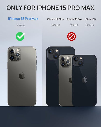 Lanhiem Magnetic for iPhone 15 Pro Max Case, IP68 Waterproof Dustproof Case, [Compatible with Magsafe] [Built-in Screen Protector] Full Body Heavy Duty Rugged Phone Cover 6.7 inch, Black/Clear