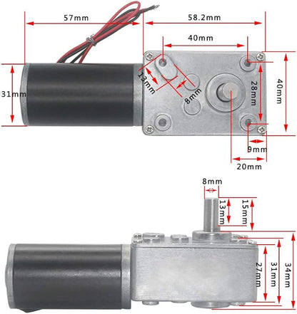 Reversible Gear Motor, 24V 8mm Shaft Gear Motor High Torsion Speed Reduce Electric Motor for Curtain Machine Advertising Equipment Window Opener Smart Device (250RPM)