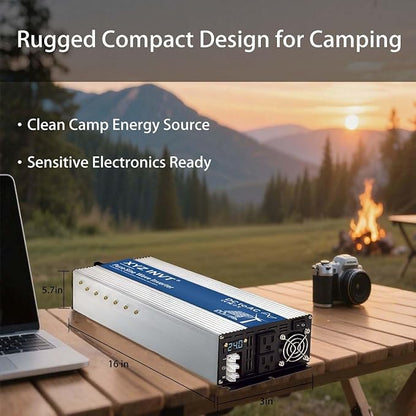 XYZ INVT 4000W Pure Sine Wave Inverter 24V to 120V AC, 8000W Peak Power - Portable Power Converter for Solar System, Off-Grid Home, RV, Truck & Camping