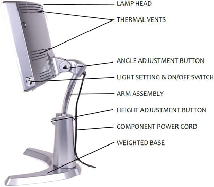 Carex Day-Light Classic Plus Sunlight Therapy Lamp - 10000 LUX Therapy Lamp at 12 Inches, LED Bright White Light with Adjustable Height and Brightness Levels for Mood, White