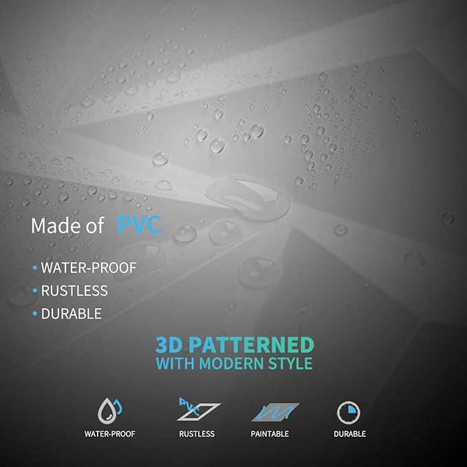 Art3d 3D Wall Panels 100 Pack, 11.8" x 11.8" (97 Sq.ft) PVC Wall Panels - Glue Up Panels Wall Decor for Living Room, Bedroom, Office, White