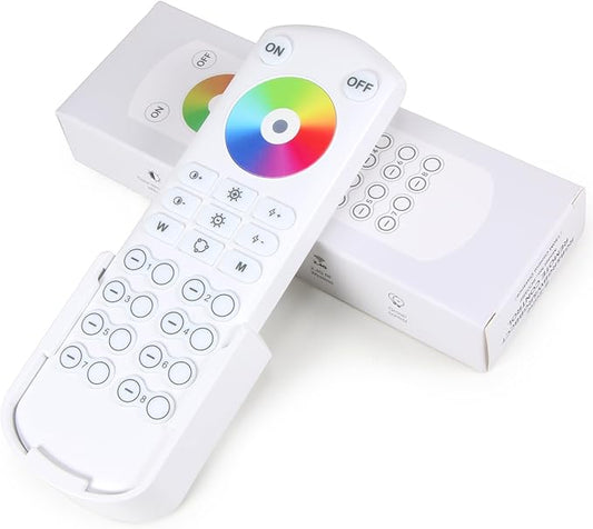 XXK RC05RF RF Remoter, 8-Zone 2.4G Handheld Remote Control Work with RGBCCT RGBW CCT RGB LED Controller (WB5/LM052/LM053), 500ft Wireless Control / 4 Channel Group Control for Home LED Strip Lights