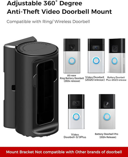 KMOUANTS Adjustable 360° Degree Doorbell Angle Mount Compatible with Ring/Wireless Video Doorbell/Battery Doorbell Plus/Pro Mount, Ring Camera Holder Door Mount no Drill