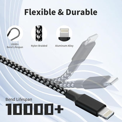 Firsting Multi Charging Cable,(2Pack 4FT) 3 in 1 Charging Cable for Multiple Devices, Nylon Braided Universal Charger Phone Charger Cord with Type-C,Micro USB,IP Port for iPhone16/15 Series/Phone&Pad