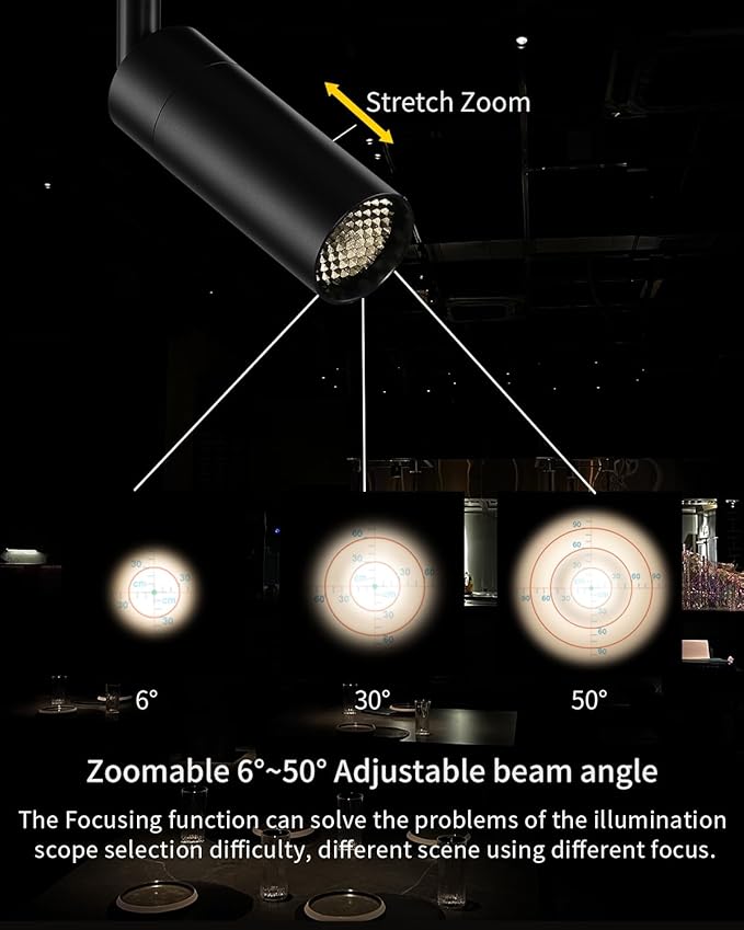 Gpaillumic Led Modern Directional Spotlight, Zoomable Monopoint Ceiling Spot Light for Indoor Cafeteria Foyer Living Room Warm White
