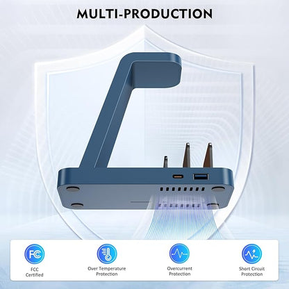 Wireless Charger for iPhone - 5 in 1 Charging Station for Multiple Devices Apple: Fast Wireless Charging Stand Dock for iPhone 16e 16 15 14 13 12 Pro Max Apple Watch Airpods(Blue)