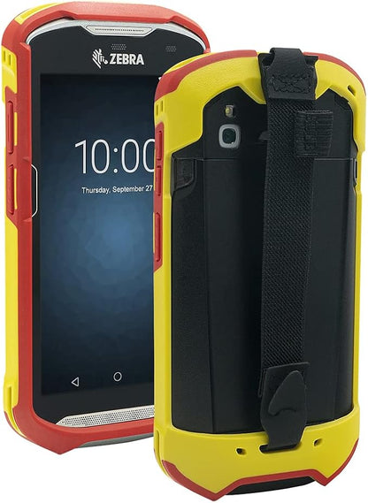 Protective Cover Bumper Case Rugged Boot with Hand Strap for Zebra TC51 TC510K TC52 TC56 TC57 (Red+Yellow)