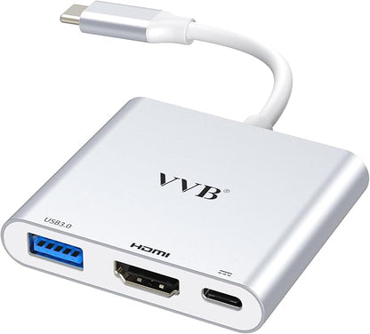 USB C to HDMI Adapter,USB-C Adapter Hub with 4K HDMI,USB3.0,Type C PD Charge Port 4K Multiport Digital AV Converter for iPad Pro/air,MacBook Pro/air,Tablet,Switch and More USBC Device