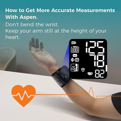Meraw Blood Pressure Monitor Adult Cuff, Blood Pressure Cuff Monitor Wrist, Blood Pressure Machine Home Use 5.3-8.5" Irregular Heartbeat Monitoring APP Automatic Bluetooth High Accuracy Aspen Black