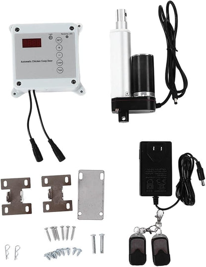 Cunyuer Automatic Chicken Coop Door Opener, Timing Photosensitive Remote Door Closer, Auto Chicken Cage Gate Opener Closer Remote Control Kit