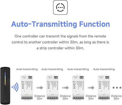BTF-LIGHTING RF 2.4GHz Wireless Remote RC09RFB & C04W 2.4GHz Tuya WiFi Controller Kit Alexa Google Home Smartphone APP Control for RGBW PWM 5050SMD FCOB (+ R G B W) 5PIN LED Strip DC12V DC24V