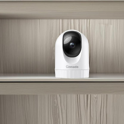 Cinnado Security Camera Indoor-2K 360° WiFi Cameras for Home Security，Pet/Dog/Baby Camera with Phone app, 2-Way Audio, Night Vision, 24/7 SD Card Storage, Works with Alexa & Google Home (2.4Ghz)-D1