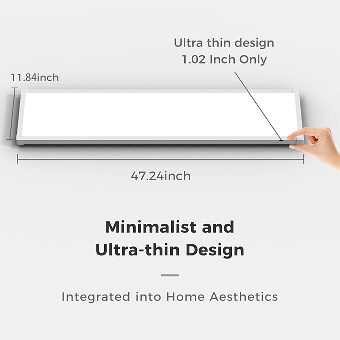 AIKVSXER 36 Pack 1x4 FT LED Flat Panel Light Surface Mount, with Wireless Switch & App Control, Night Mode, 50W 5500LM, 3000K/4000K/6500K, Ultra-Thin LED Light for Office Home,120-277V - White