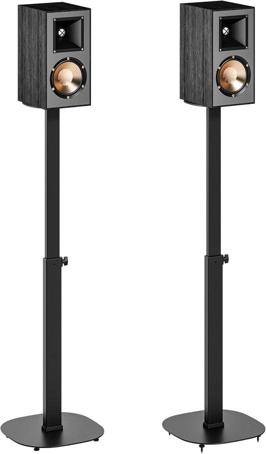 Pegzone Height-Adjustable Speaker Stand Pair from 28.6" to 46.1",22lbs Capacity,Bookshelf Speaker Stands for Surround Sound, Two Feet Avaliable, Easy Installation, Black