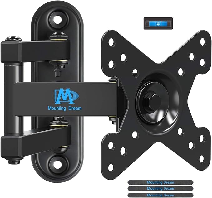 Mounting Dream UL Listed Full Motion Monitor Wall Mount TV Bracket for 10-26 Inch LED, LCD Flat Screen TVs and Monitors, TV Mount with Swivel Articulating Arm, Up to VESA 100x100mm and 33LBS MD2463