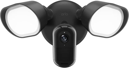 Arlo Wired Floodlight Camera, Home Security Camera with 2K Video and HDR, 2000 Lumens, Integrated Siren, Weather-Resistant, Color Night Vision, 160º Field of View, 2-Way Audio, Black (2025)