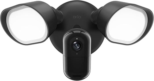 Arlo Wired Floodlight Camera, Home Security Camera with 2K Video and HDR, 2000 Lumens, Integrated Siren, Weather-Resistant, Color Night Vision, 160º Field of View, 2-Way Audio, Black (2025)
