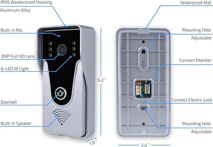 Wired Video Intercom System, 7 Inch Monitor and Aluminum Alloy Doorbell Camera, 2-Way Intercom Audio Video Doorbell Intercom Kits, Support Monitoring, Unlock indoor/outdoor for Home Security System