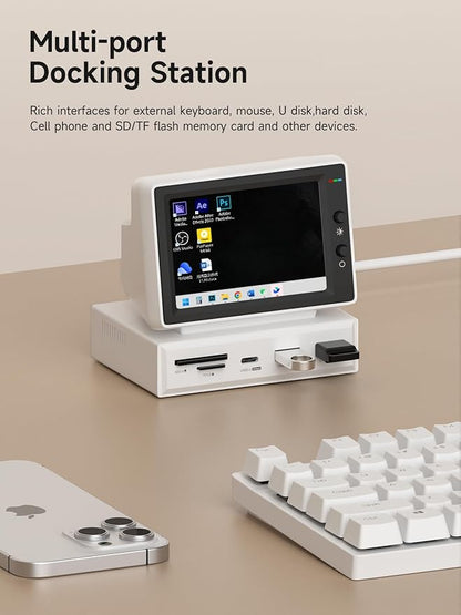 Hagibis 3.5inch IPS USB Mini Screen with USB C Hub, USB-C&HDMI Monitor AIDA64 Mini PC CPU RAM HDD Data Monitor Temperature Electronic Album Floating Lyrics Display Sub Screen for Laptop PC (960x640)