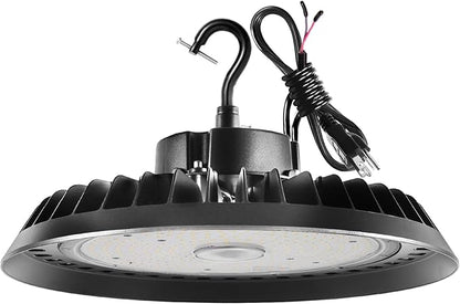 BFT UFO LED High Bay Light 200W 5000K Daylight High Bay LED Shop Lights 30000LM 1-10V Dimmable ETL Listed LED High Bay Light with 6ft US Plug Commercial Warehouse Lights